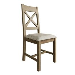 Helston Upholstered Cross Back Chair Smoked Oak (Pair)